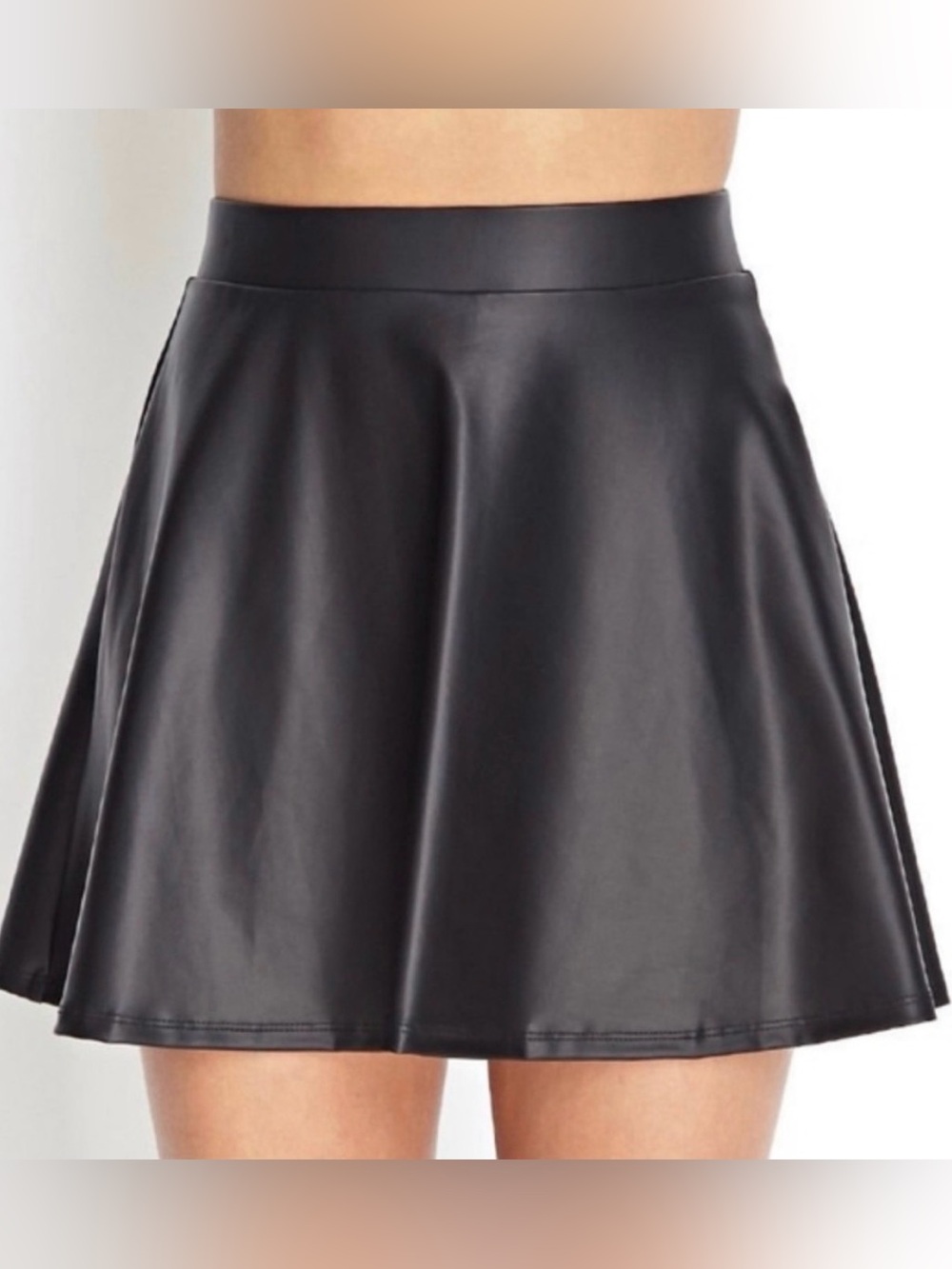 Black Faux Leather high waisted Skirt